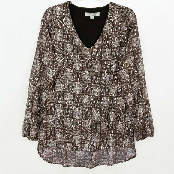 Ruff Hewn High-Low Gold Accent Blouse Size Medium - Picture 1 of 9
